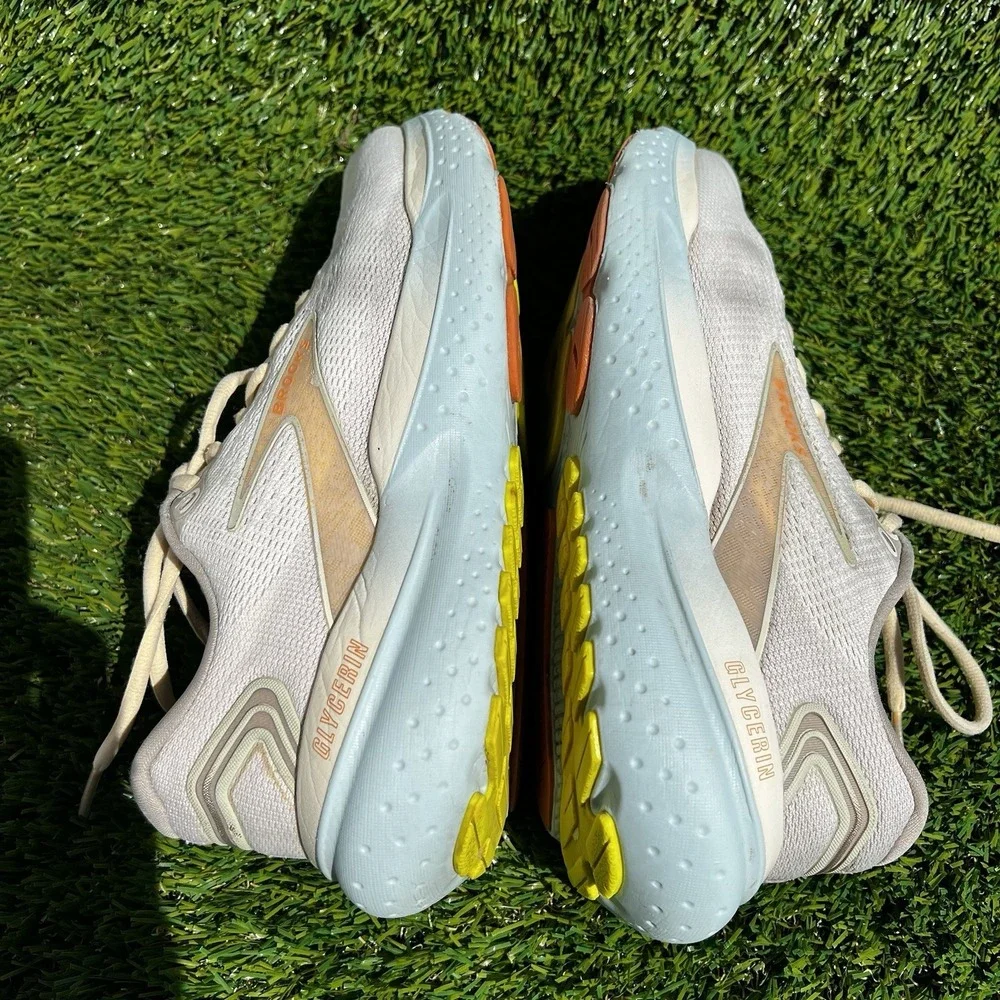 Brooks Shoes Women Size 7.5 Glycerin GTS 21 Running Coconut/Aqua Sneakers